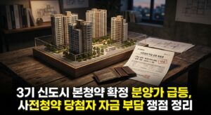 3기 신도시 본청약 확정 분양가 급등, 사전청약 당첨자 자금 부담 쟁점 정리