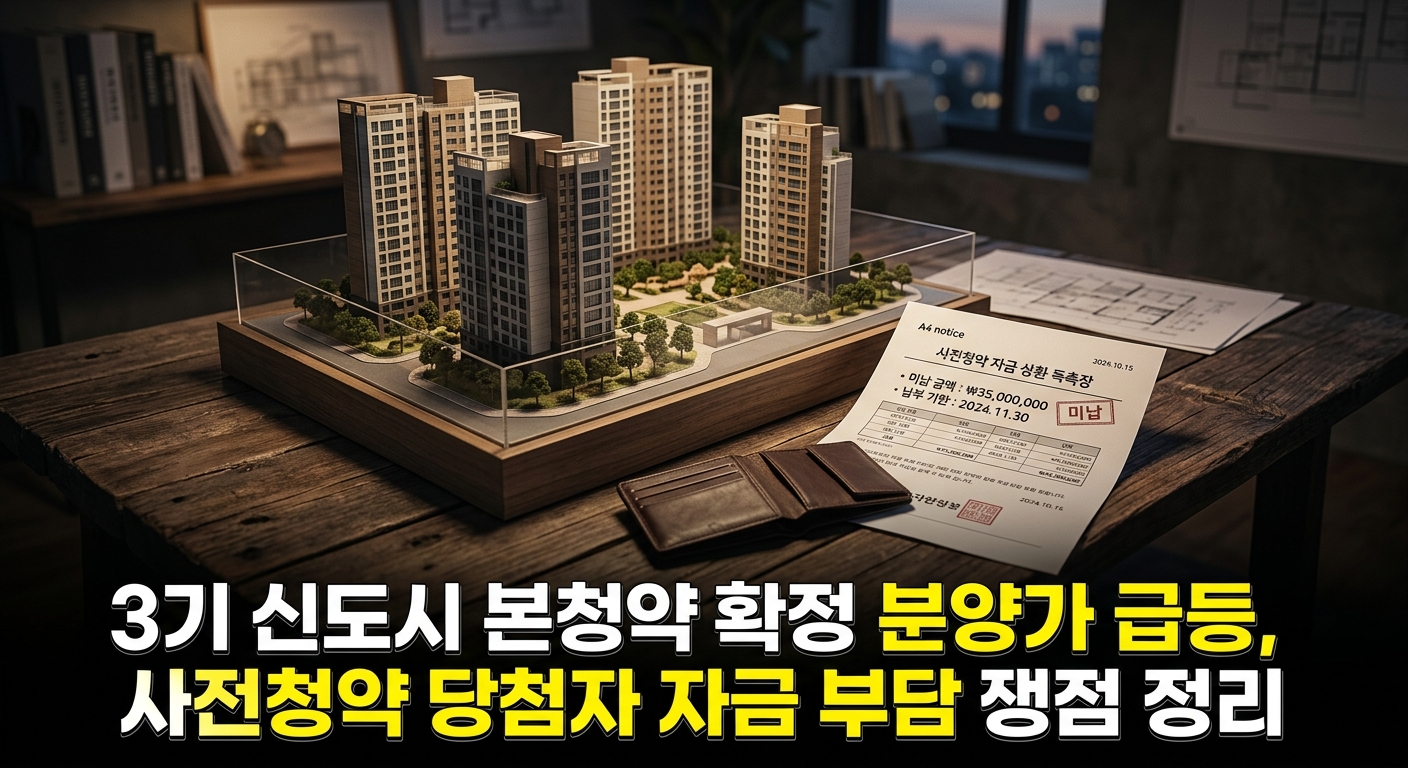 3기 신도시 본청약 확정 분양가 급등, 사전청약 당첨자 자금 부담 쟁점 정리