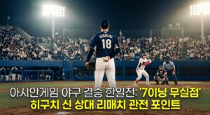 아시안게임 야구 결승 한일전: '7이닝 무실점' 히구치 신 상대 리매치 관전 포인트