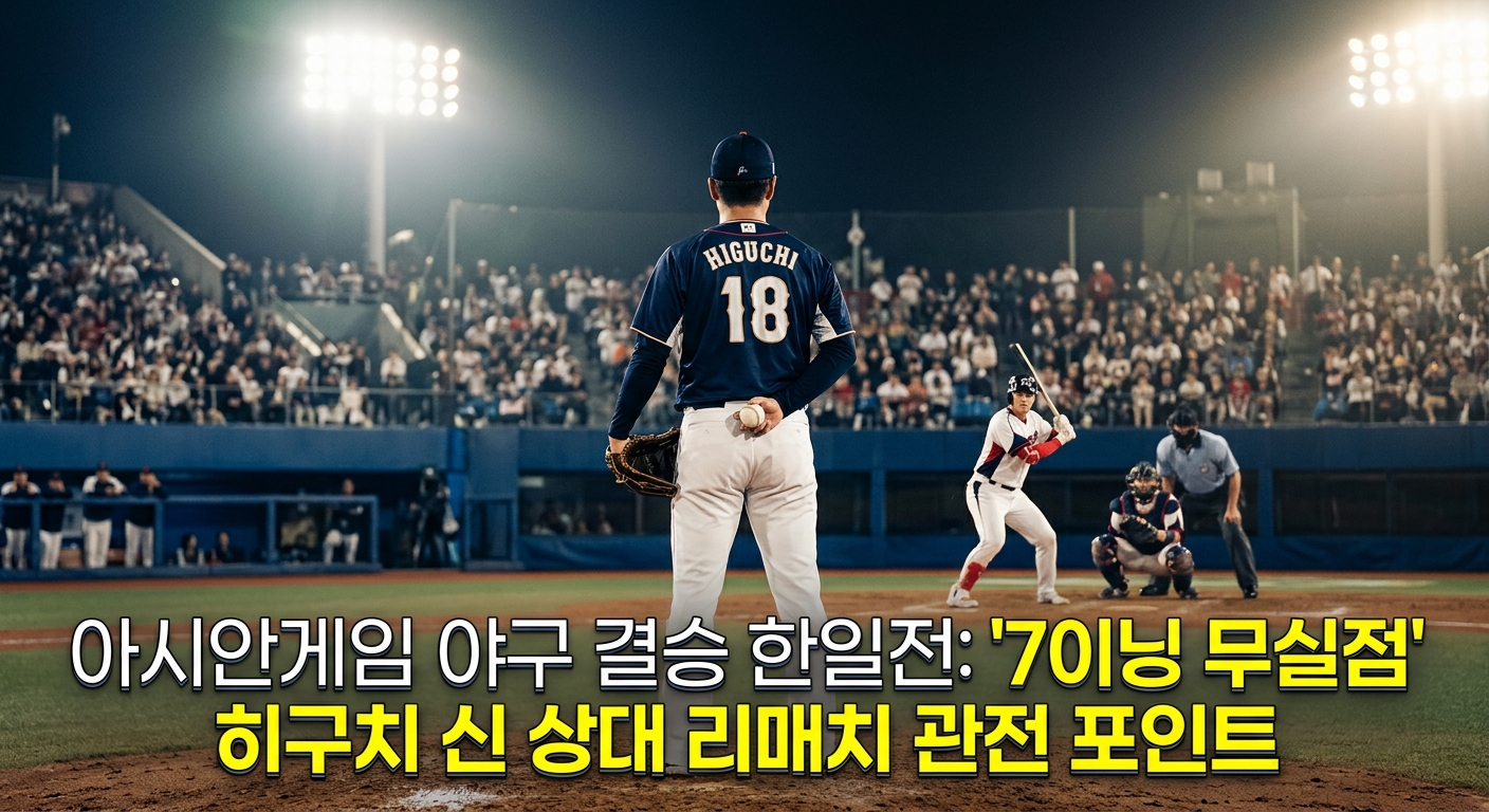 아시안게임 야구 결승 한일전: '7이닝 무실점' 히구치 신 상대 리매치 관전 포인트