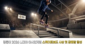 강준이 2026 나고야 아시안게임 스케이트보드 사상 첫 금메달 달성
