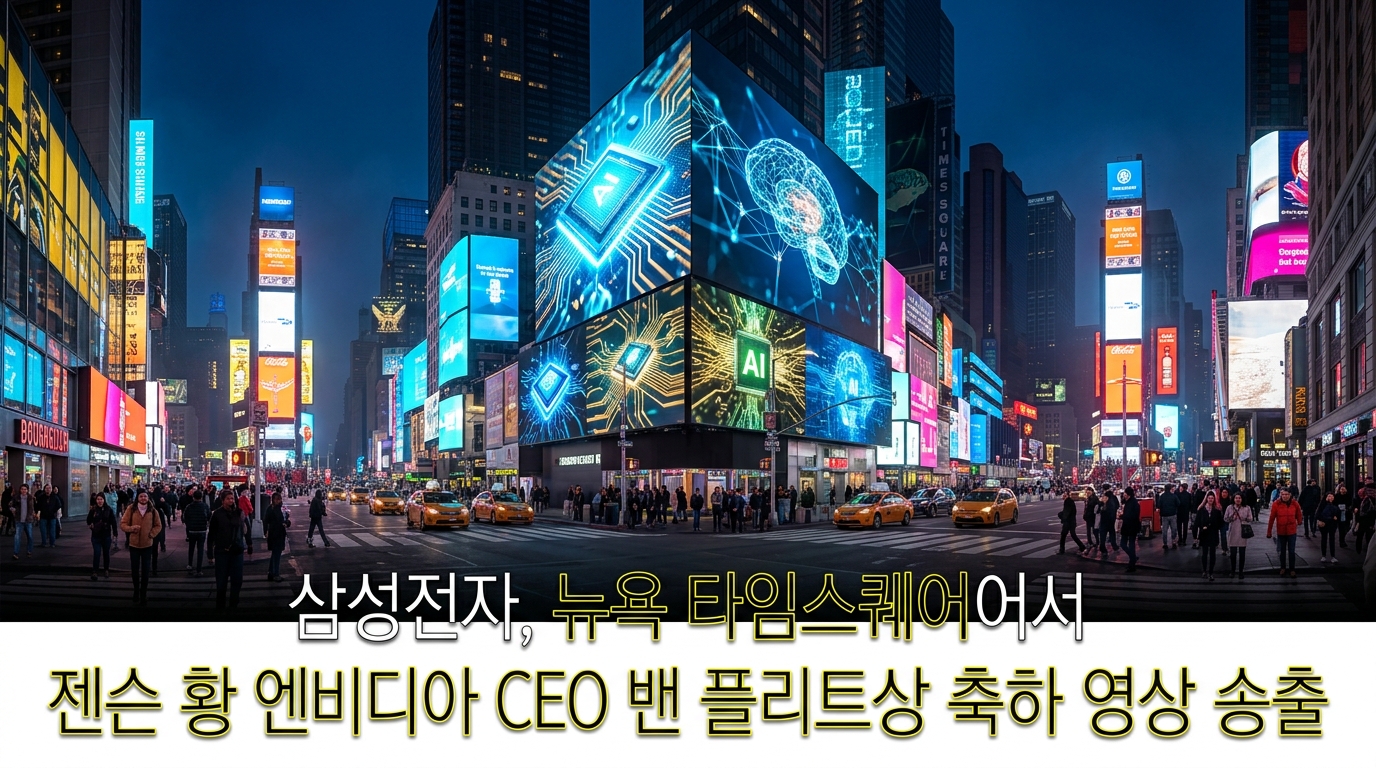 삼성전자, 뉴욕 타임스퀘어서 젠슨 황 엔비디아 CEO 밴 플리트상 축하 영상 송출
