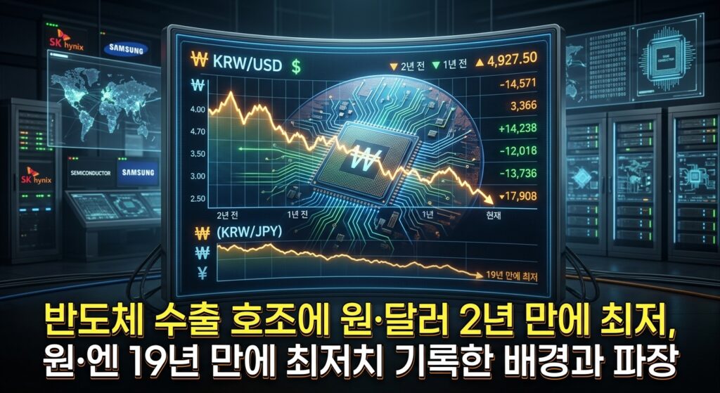 반도체 수출 호조에 원·달러 2년 만에 최저, 원·엔 19년 만에 최저치 기록한 배경과 파장