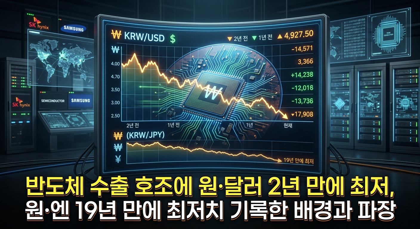 반도체 수출 호조에 원·달러 2년 만에 최저, 원·엔 19년 만에 최저치 기록한 배경과 파장